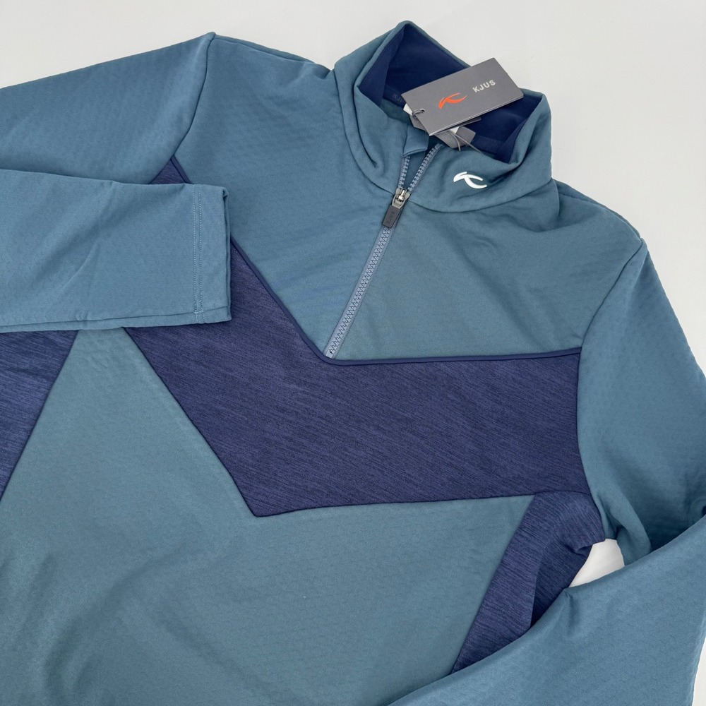 KJUS Men Damon Midlayer‎ Half-Zip Blue Chevron Pullover K00215 Size 48 S